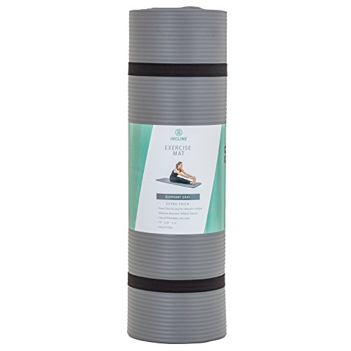 Incline Fit Extra Thick Exercise Mat w/Carrying Strap - Non Slip & Comfortable Workout Mat for Yoga, Pilates, Stretching, Meditation, Floor & Fitness Exercises