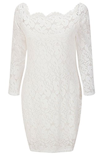 Herose Ladies Silky Soft Lace Dress Mini Outfits Strapless Wedding Dress M White