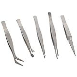 Foxnovo 5-in-1 Tweezers Precision Stainless Steel Repair Tools Set (Silver)