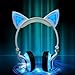 2019 New Cat Ear-Inspired Kids Headphones Boys Girls,AMENON Wired On/Over -Ear Foldable LED Gaming Headsets USB Rechargeable Lights Volume Limited Earphone iOS Android Laptop Travel Audio Gift Blue