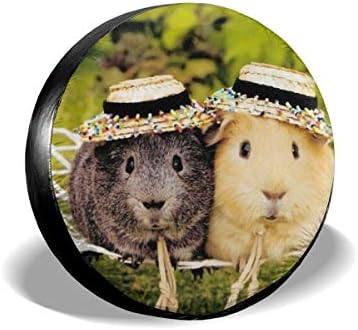 PecoStar Guinea Pigs Sit On The Hammock Camping Potable Polyester Universal Spare Wheel Tire Cover Wheel Covers For Jeep Trailer RV SUV Truck Camper Travel Trailer Accessories