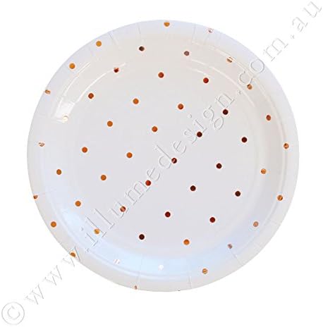 Illume Partyware Rose Gold Dessert Plate, Disposable, Dots, 10 Count, 7 inch for Birthday Party, Kids Party, Baby Shower and Princess Party