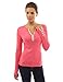 PattyBoutik Women's Notch Neck Buttons Trim Top (Bright Heather Coral M)