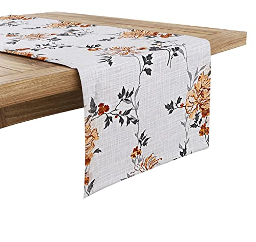 Ruvanti 100% Cotton Table Runner 72 Inches Long, Non-Slip, Stain Resistant, Washable & Reusable Table Runners Perfect for Wedding, Parties, Christmas, Holiday, in-Door use - Grey Floral — image 1
