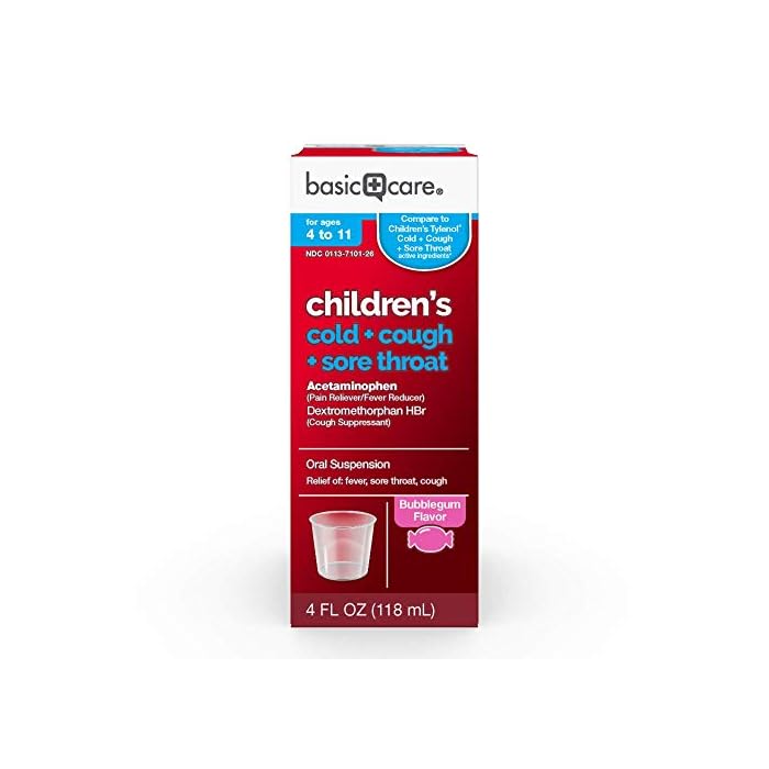 Amazon Basic Care Children's Cold, Cough & Sore Throat Oral Suspension
