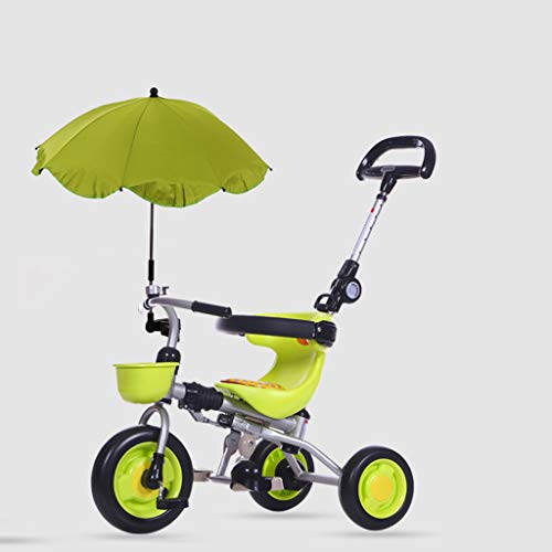 Minmin Multifunctional Folding Children's Tricycle Bicycle Trolley Light Bicycle 1-5 Years Old Baby Carriage (Color : Green)