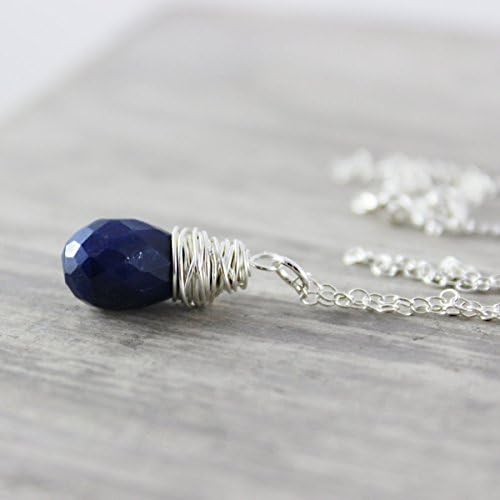 Sapphire Gemstone Sterling Silver Necklace - 18" Length