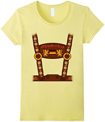 Womens German Lederhosen Oktoberfest Costume Funny T-Shirt XL Lemon