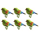 Toyvian Chirping Bird Toys Colorful Bird Sparrow Motion Sensor Real Bird Singing Sounds 6pcs,Christmas Ornament