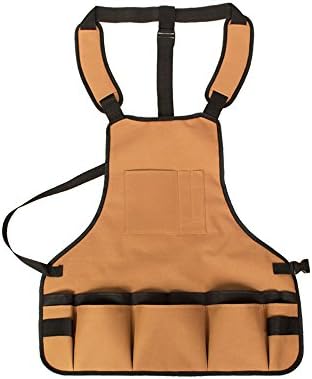 Heavy Duty Canvas Workshop Pottery Craft Carpenter Tool Apron with Eight Pockets, Thick Waterproof Utility Tool Aprons for Men and Women Christmas Gift(HSW-72) (Canvas)