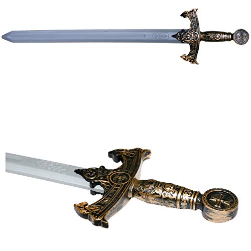 Knight Sword Toy Long Medieval Templar Crusader Costume Accessory Prop Dragon Slayer Warrior 32" Silver