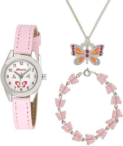 Ravel Little Gems Childrens Butterfly Watch, Necklace and Bracelet Gift Set