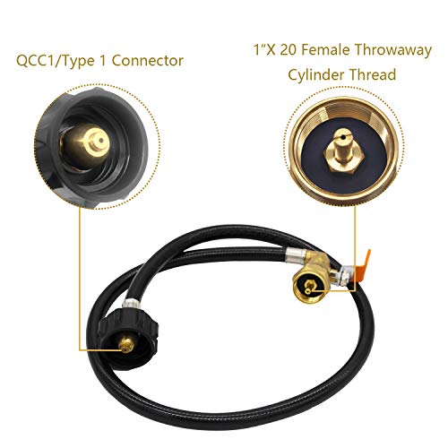 EAROND Propane Refill Hose, 36'' Propane Extension Hose with On/Off