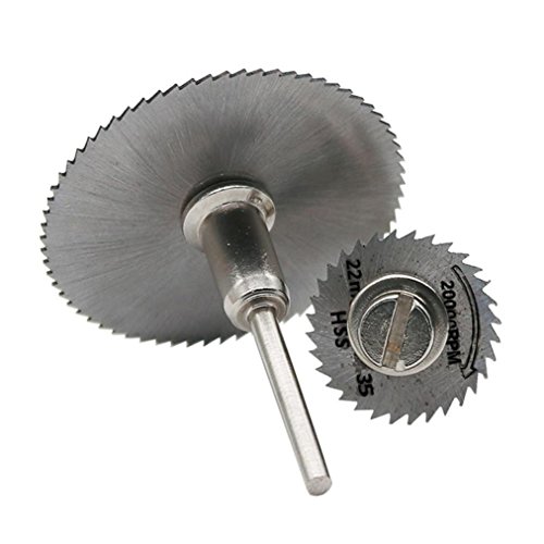 Tsmile HSS Circular Wood Cutting Saw Blade Discs + Mandrel Drill For Rotary Tool (Silver-3)