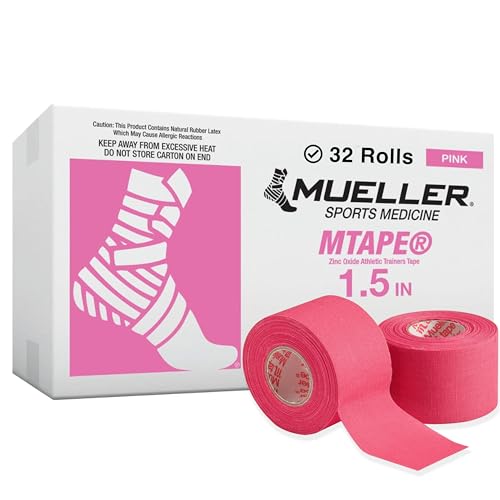 Mueller 10 Yards, Pink, (Case of Rolls) MTape Athletic Tape, Pulgadas x 10 Yardas, Rosa, TeamPak (Caja de 32 Rollos) (130830), "", Azul Marino, 1.5" X 10YD