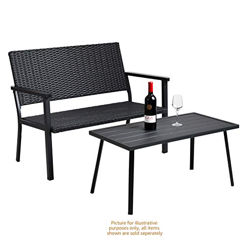 CHopetree Rectangle Patio Coffee Side Table for Outdoor use with Black