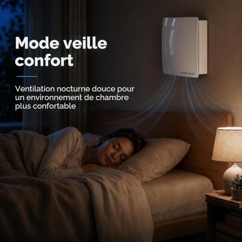 Decentralized VMC 150 mm with Ceramic Heat Recovery, Dual Wall Flow VMC for Single Room, WiFi & Remote Control, Silent EC Motor, 65 s Automatic Cycle