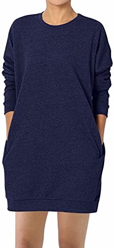 GIKING Women's Long Sleeve Pockets Winter Loose Pullover Sweatshirts T-Shirt Dress
