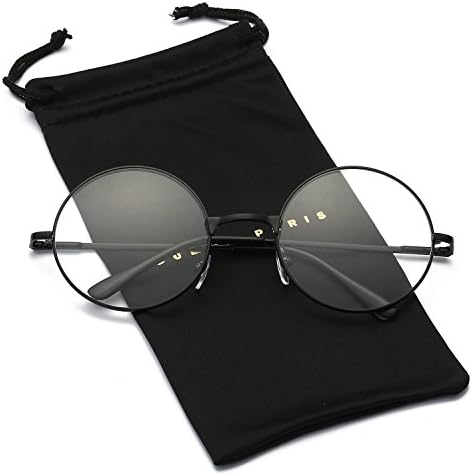 Dumok Round Retro Sunglasses Polarized Designer Steampunk Glasses With Black Frame/Clear Lens