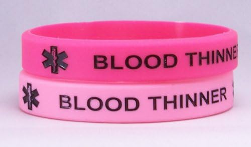 Blood Thinner 2 Pack Light and Hot Pink Medical I.D. Bracelets (8.25 Inches)