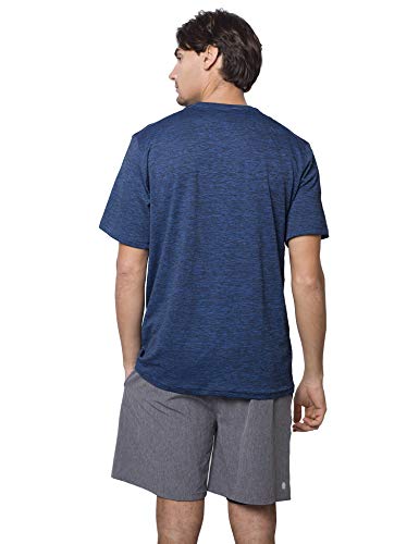 GEEK LIGHTING Men's Short Sleeve Crewneck T-Shirt, Breathable Mesh Tee (Dark Grey&Grey&Blue, X-Large)