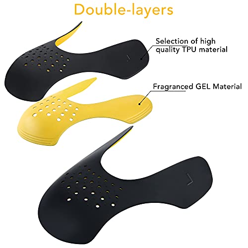 Upgrade 2 Pairs NURWOUE Sneaker Shoes Crease Guards, 2 Layers Against Shoes Creases, Anti-Wrinkle Shoes Crease Protectors, TPU & GEL Material with Anti-Slip and Aromatic Effects for US Size 5.5-12