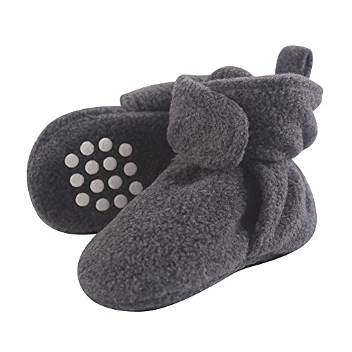 Luvable Friends Unisex Baby Cozy Fleece Booties, Charcoal Heather, 6-12 Months