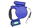 Heavy Duty Retractable Dog Leash with Removable LED Light Plus 1 Roll of Waste Bag and Holder Designed, 16.5 Feet Strap for 88 Pound (40 KGS) Dogs, Blue