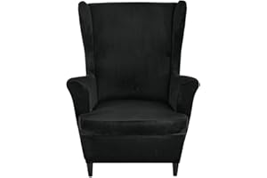 CRFATOP Velvet Wing Chair Slipcovers 2 Piece Stretch Wingback Chair Cover Spandex Fabric Wingback Armchair Covers with Elastic Bottom for Living Room Bedroom Wingback Chair (C01)
