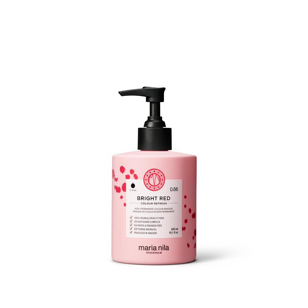 Maria Nila Color Refresh, Bright Red 300 ml, Red Hair Mask, Semi-Permanent Pigments, 100% Vegan & Sulfate/Paraben free