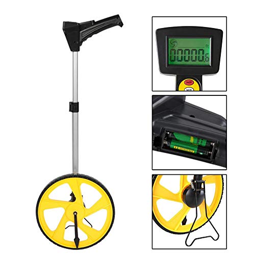 Distance Measuring Wheel, 12.5 Inch Large Digital Measuring Wheel with 5m Steel Measure Tape and Portable Package Bag for Builders Workers Large Area Measurement