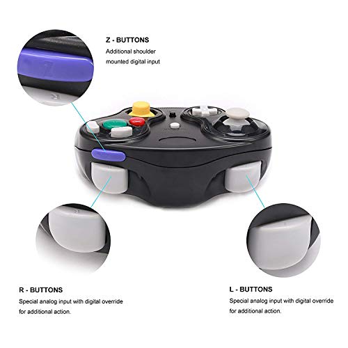 Poulep Classic 2.4G Wireless Controllers Gamepad with Receiver Adapter for Wii U Gamecube NGC GC (Black and Black2)