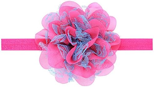 Kocome Girl Baby Toddler Flower Elastic Headband Hair Band Accessories Headwear (Hot Pink&Blue)