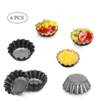 Yillsen Mini Round Nonstick Tart Pan,6 Packs Carbon Steel Non-Stick Egg Tart Mold,Cupcake Cake Muffin Mold Tin Pan Baking Tool