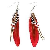 KISSPAT Feather Earrings Cute Feather Earrings Handmade Earrings Natural Feather Colorful Earrings