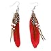 KISSPAT Feather Earrings Cute Feather Earrings Handmade Earrings Natural Feather Colorful Earrings