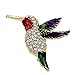 Large Hummingbird Crystal Brooch Pin with Sparkly Multicolor Rhinestones, Unique Bird Costume Jewelry or Hummingbird Gift for Women