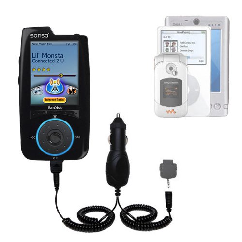 Gomadic Dual DC Vehicle Auto Mini Charger designed for the Sandisk Sansa View - Uses Gomadic TipExchange to charge multiple devices in your car