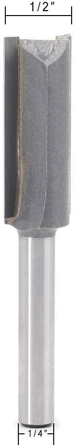 Straight Router Bit 1/4 inch Shank Diameter 1/2" Cutting Diameter Double Flute Carbide Tipped Cutter Plunge Router Bits,1pcs