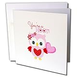Anne Marie Baugh - Owls - Cute Pink Owl With A Heart That Says Youre A Hoot - 12 Greeting Cards with envelopes (gc_211093_2)