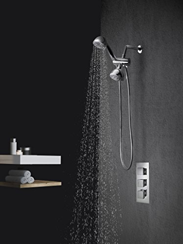FLOWELL, AMG and Enchante Accessoies Shower Head (Fixed Showerhead with Handheld), SH74A, Chrome finish
