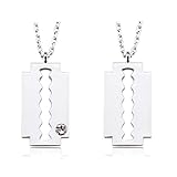 Swarovski Elements Crystal Men's Dog Tag Razor Blade Pendant Necklace 24
