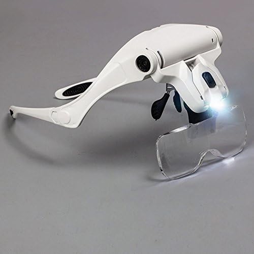AORAEM Magnifying Glass Headband Magnifier w/ LED Light Professional for Eyelash Extensions, Jewelry Loupe Work, Reading Maps, Watch Repair - 5 Interchangeable Lenses (1x, 1.5X, 2.0X, 2.5X, 3.5X)