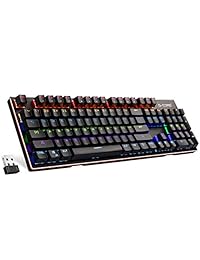 G-Cord Teclado mecánico inalámbrico recargable con retroiluminación LED para juegos u oficina