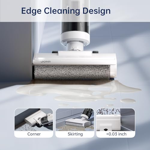JONR ED12 Lite Wet Dry Vacuum Cleaner, Cordless Vacuum Mop with Self-Cleaning, 0.1” Edge Cleaning, Lightweight (7.7lbs), for Hard Floors & Pet Hair, Anti-Tangle Design (L)
