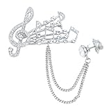 EVER FAITH Bridal Musical Note Brooch Collar Chain Clear Austrian Crystal Silver-Tone