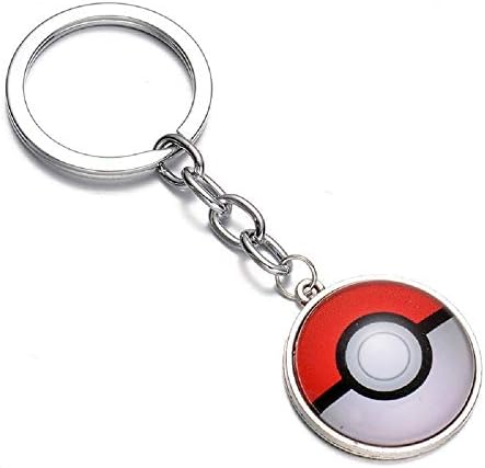 IQCASES Pokemon Ball Go Red Glass Keyring Pokeball Keychain
