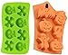 2 Silicone Halloween Soap Molds - Day of The Dead Soaps - Pirate Party Cakes Skulls Crossbones - Pumpkins Ghosts Bats Bath Bombs Random Colors by Jolly Jon