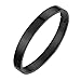 7th Element Polished Stainless Steel Bracelet Classical Band Bangle for Womens (Black,8mm 7.1inch)