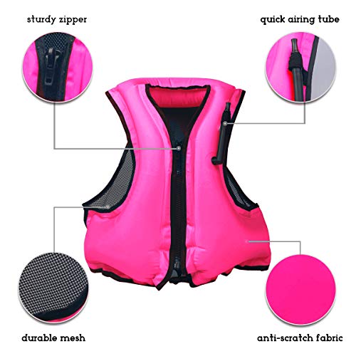 NAXER Inflatable Life Jacket Adult Life Vest for Snorkeling Kayaking Suitable for 90-220 lbs